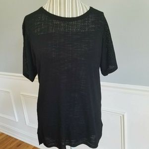 NYDJ Mesh Yoke Short Sleeve Sweater